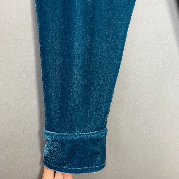Soft Surroundings Velvet Top Blouse Button-Up Stretch Sz Medium Teal Long Sleeve - Picture 15 of 15